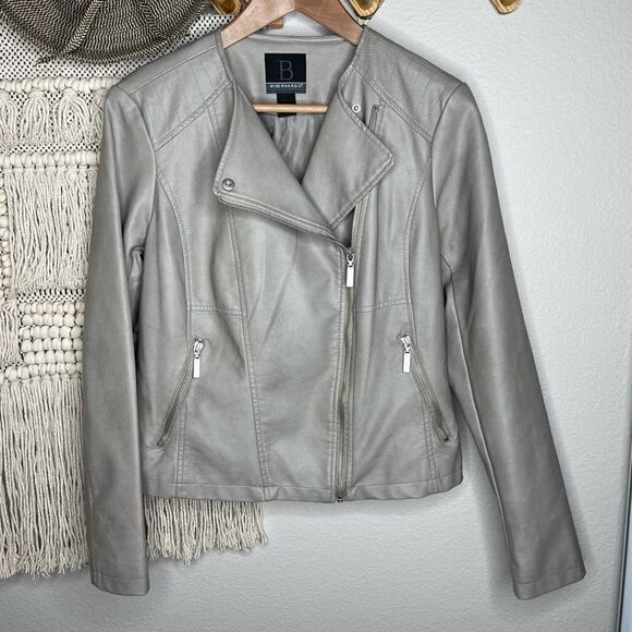 B by Bernardo Gray Faux Leather Jacket Small - Picture 1 of 9
